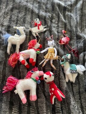 Target Multicolor Kids Plush Animal Ornaments - Pink, Red, White, Teal, Gold